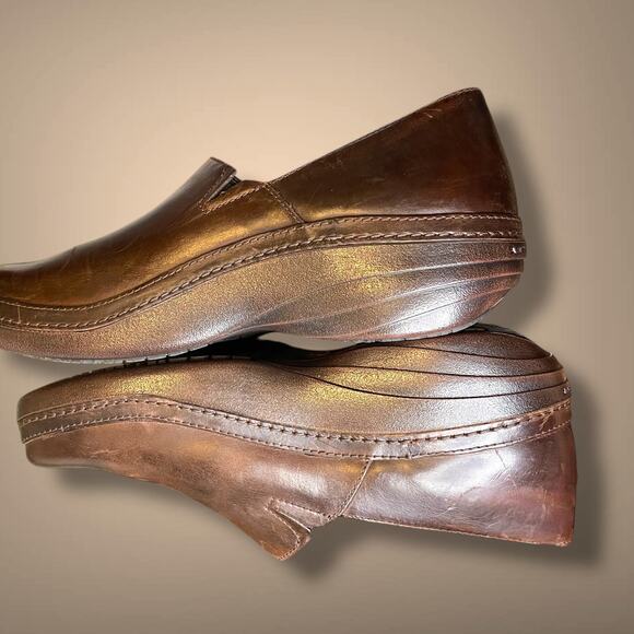 Women's 10 TIMBERLAND PRO Renova Slip Resistant Slip-On Brown Leather Clogs EUC - Picture 8 of 14